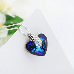 Yellow Chimes Pendant for Women and Girls Blue Crystals from Swarovski Pendant Valentines Special Silver Toned Heart Pendant for Girls | Birthday Anniversary Gift for Wife Birthday Gift for girls and women
