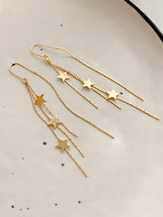 Yellow Chimes Earrings For Women Gold Tone Star Designed Hanging Multilayered Tassel Chain Dangler Earrings For Women and Girls