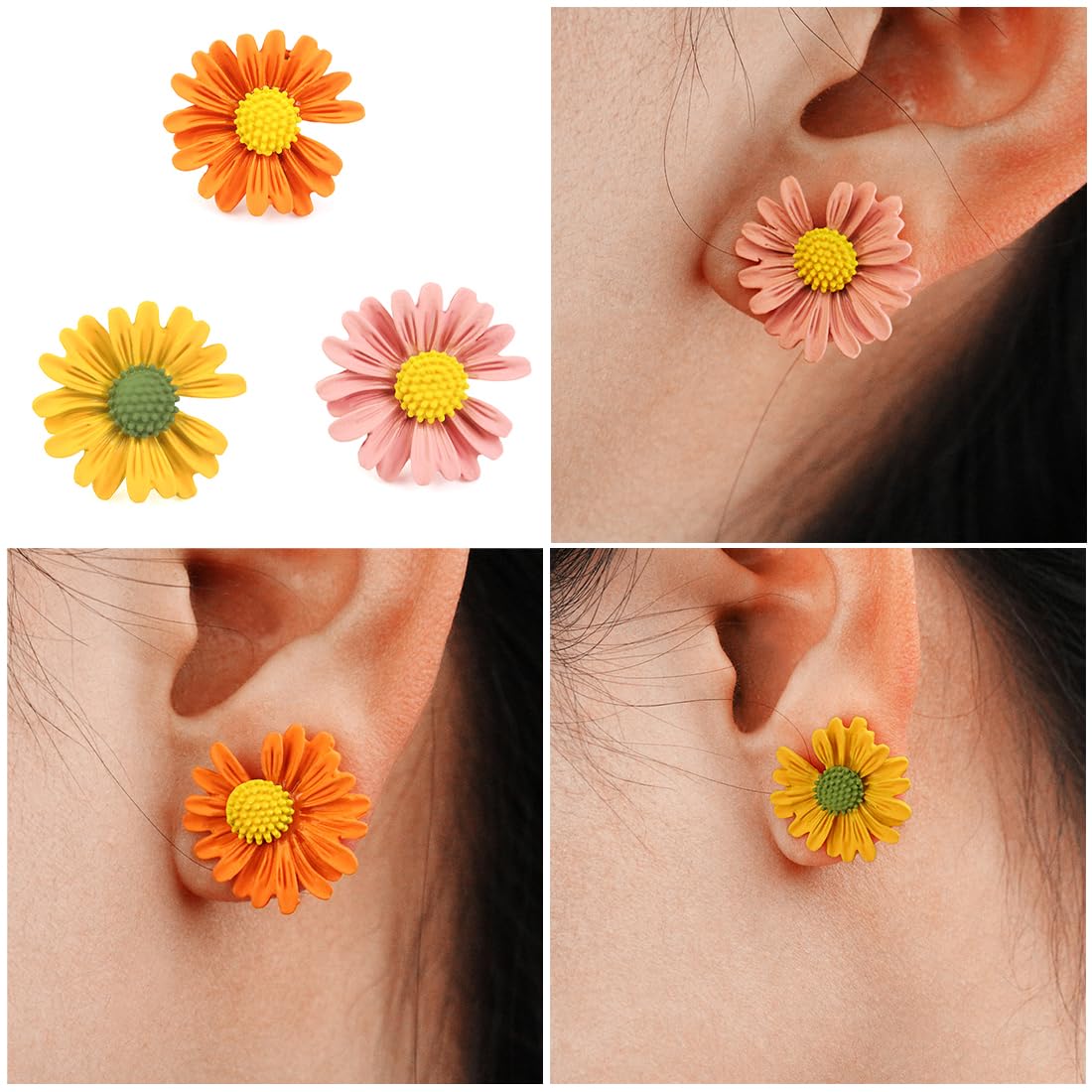 Kairangi Stud Earrings for Women Combo of 3 Pairs Multicolor Floral Stud Earrings fow Women and Girl's.