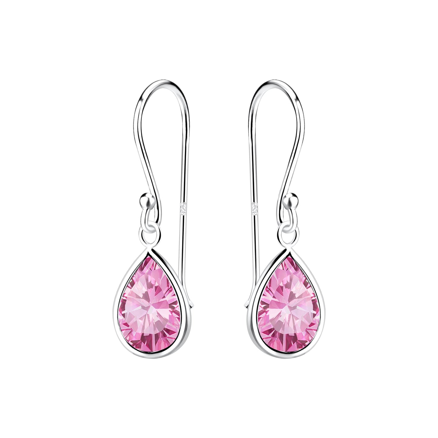 Raajsi by Yellow Chimes 925 Sterling Silver Pink Crystal Drop Earrings for Women & Girls |Birthday Gift for girls Anniversary Gift for Wife|With Certificate of Authenticity & 6 Months Warranty