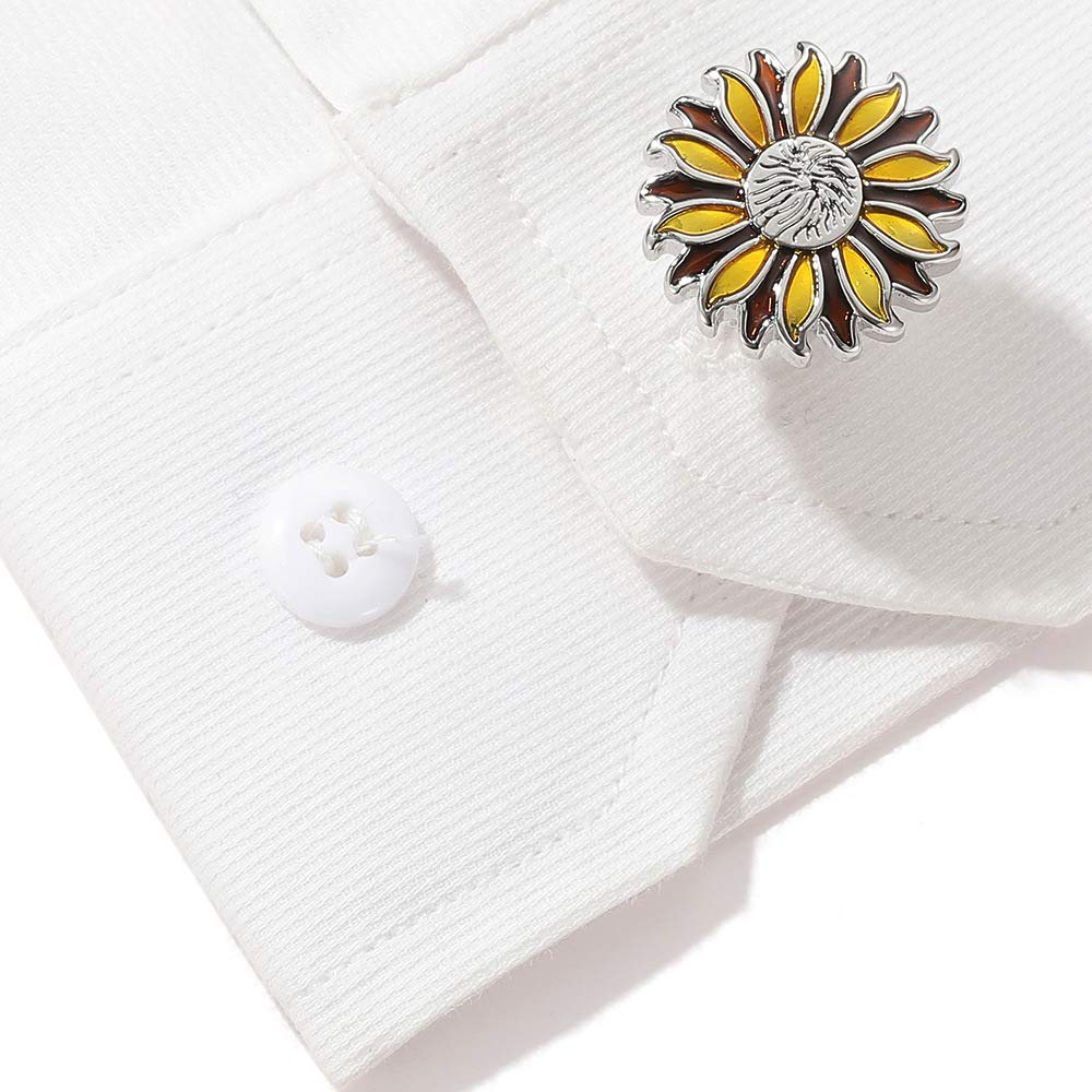 Yellow Chimes Exclusive Collection Stainless Steel Sunflower Designer Cuff Links for Men