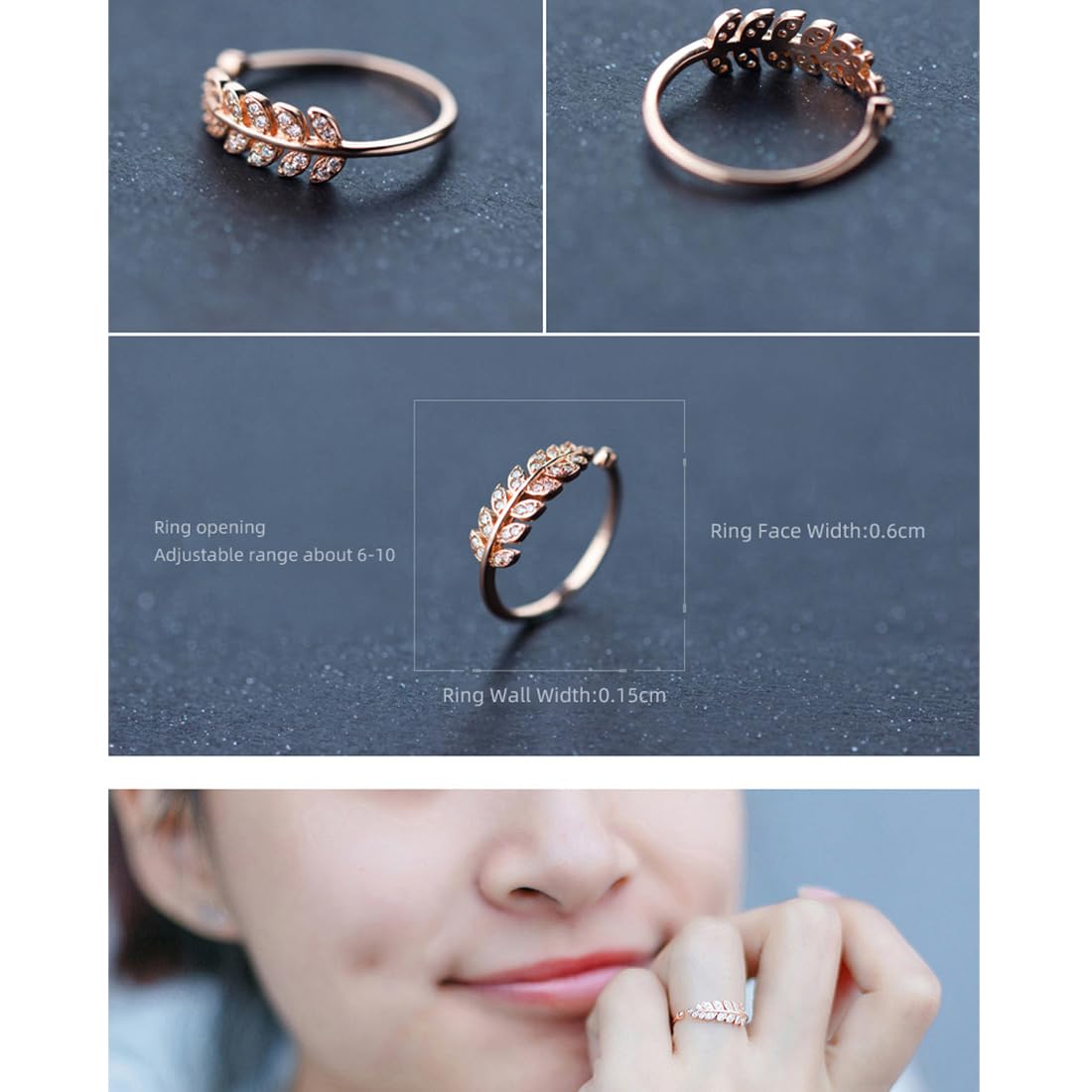 Yellow Chimes Rings for Women and Girls Crystal Ring |Adjustable Crystal Rings | Rose Gold Tone Combo of 3pcs Ring for Women | Birthday Gift For girls and women Anniversary Gift for Wife