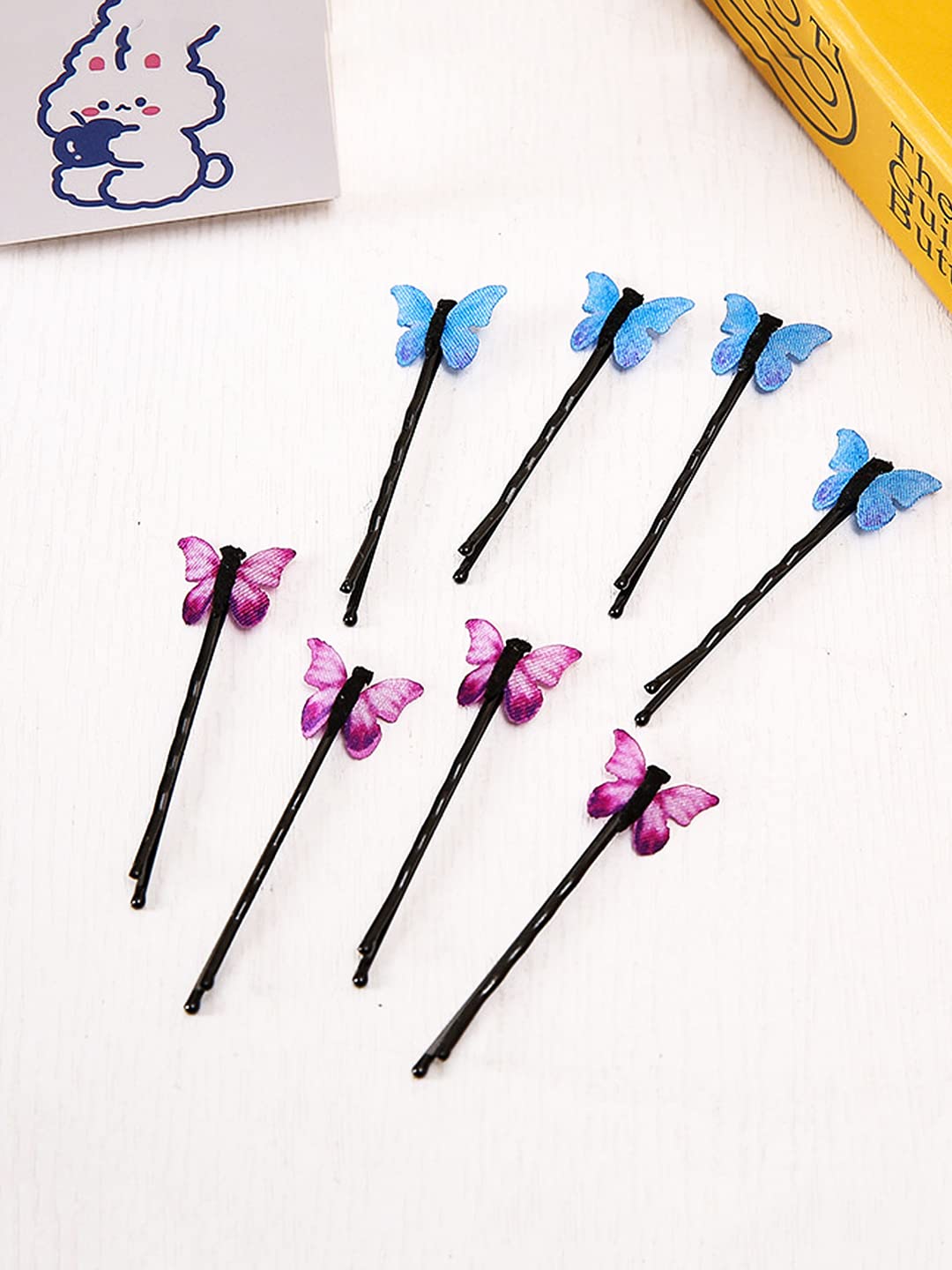 Yellow Chimes Hair Pins for Women Girls Hair Accessories for Women Hair Pin 8 Pcs Crystal Pink Butterfly Bobby Pins for Hair Pins for Girls Bobby Pins fro women Gift for Women and Girls