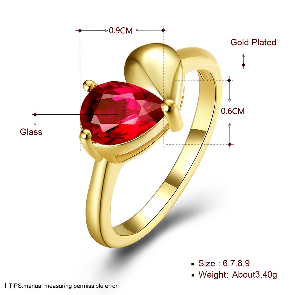 Yellow Chimes Romantic Red Heart 18K Gold Plated High Grade Crystal Ring for Women & Girls