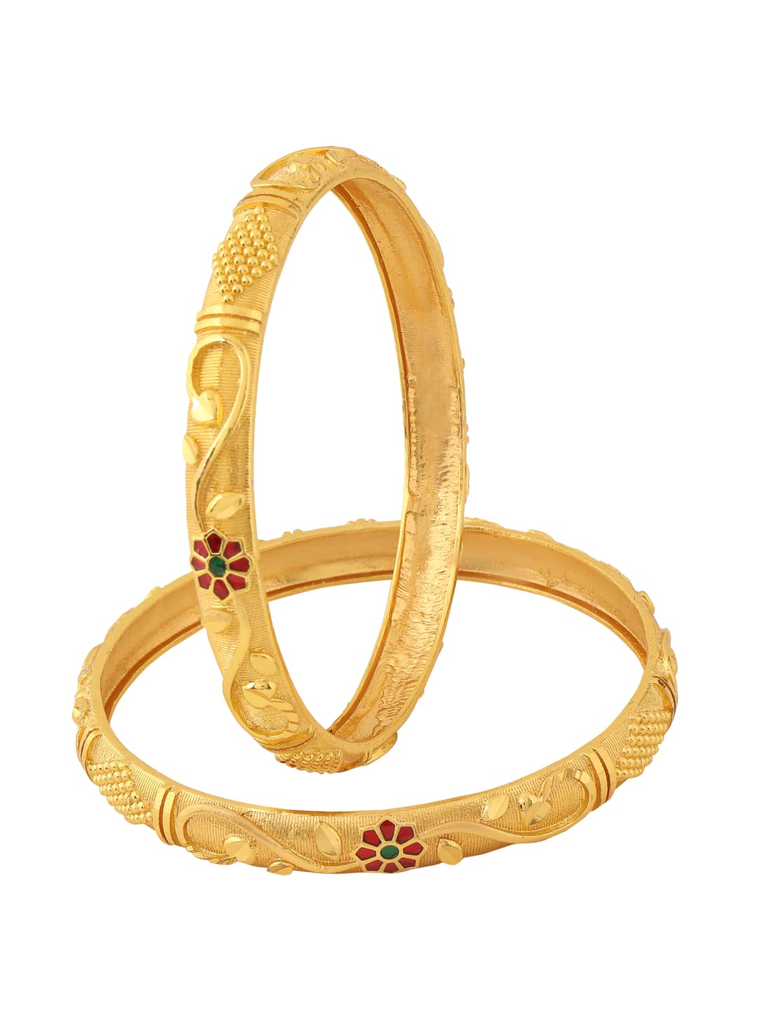 Yellow Chimes Bangles for Women Gold Toned Floral Designed Meenakari Touch Traditional Bangles for Women and Girls