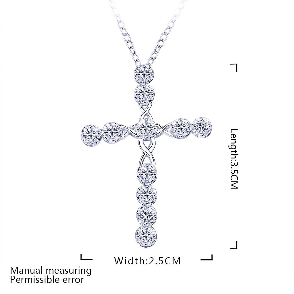 Yellow Chimes Cross Pendant for Women Silver Pendant Midnight Sparkle Silver Plated Crystal Pendant for Girls and Women.