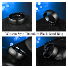 Yellow Chimes Western Style Titanuium Black Band Ring for Men and Women