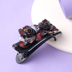 Yellow Chimes Hair Clips for Women Black Color Multicolor Floral Studded Hair Clips for Women and Girls