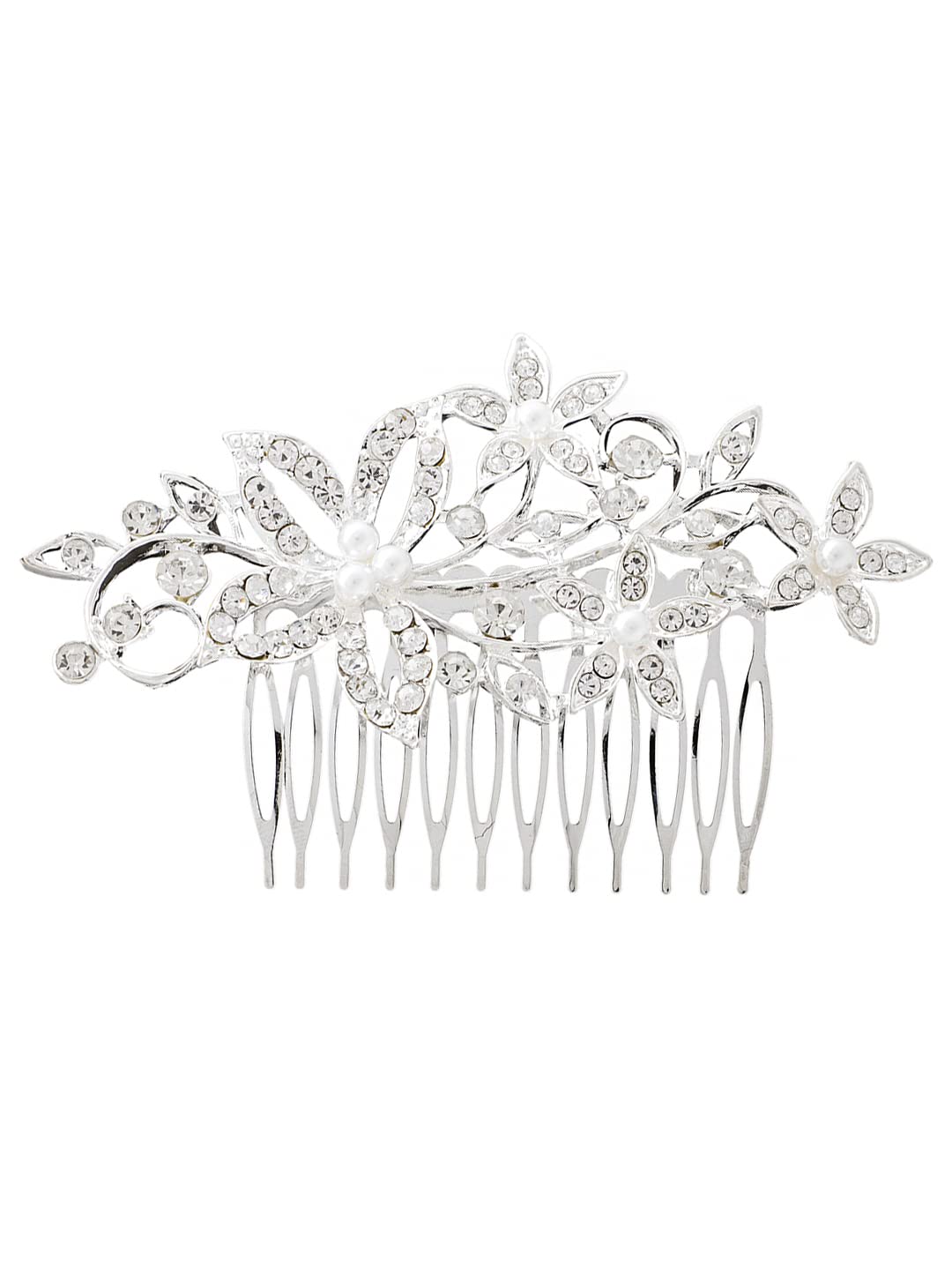 Yellow Chimes Comb Pin for Women Hair Accessories for Women Floral White Comb Clips for Hair for Women Crystal Hair Pin Bridal Hair Accessories for Wedding Side Pin / Comb Pin / Juda Pin Accessories for Women