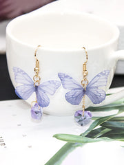 Yellow Chimes Earrings For Women Blue Butterfly Attached Heart Hanging Drop Dangle Earrings For Women and Girls Valentine Gift for Girls