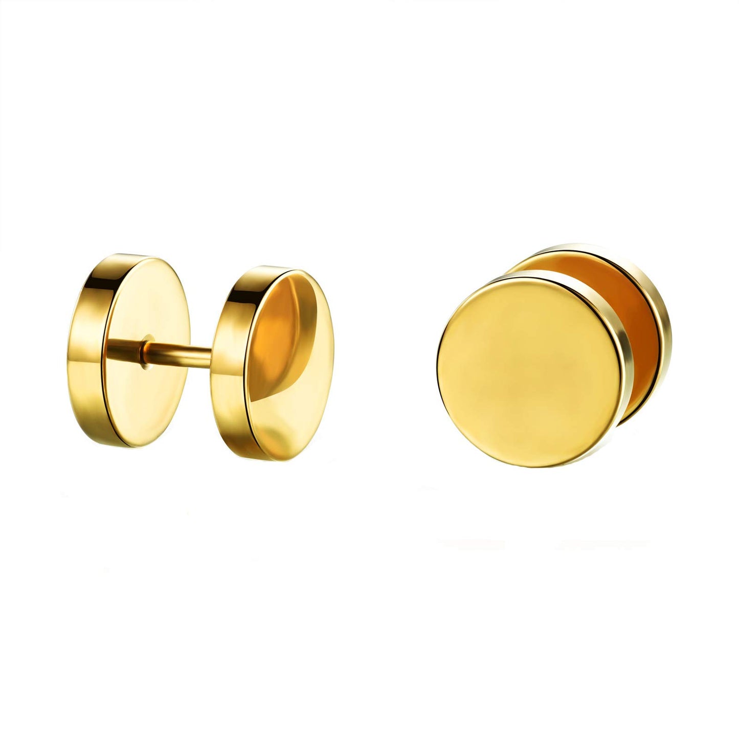 Yellow Chimes Dumbbell Stainless Steel Golden Stud Earrings for Men