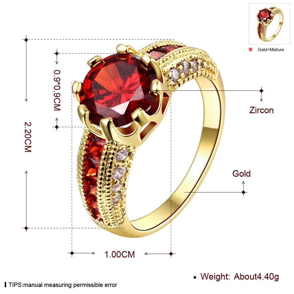 Yellow Chimes Dazzling Imperial Red Austrian Crystal Gold Plated Adjustable Ring for Women and Girls …