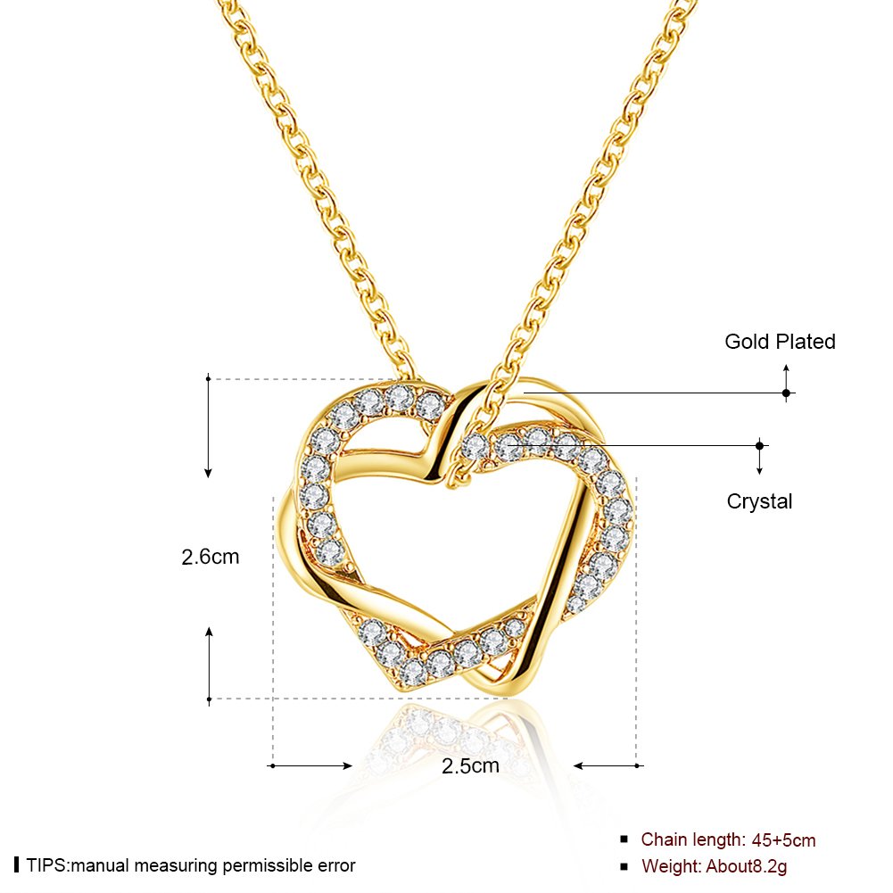 Yellow Chimes Heart Pendant for Women Embracing Hearts-in-Love 18K Real Gold Plated Austrian Crystal Pendant for Women and Girls.