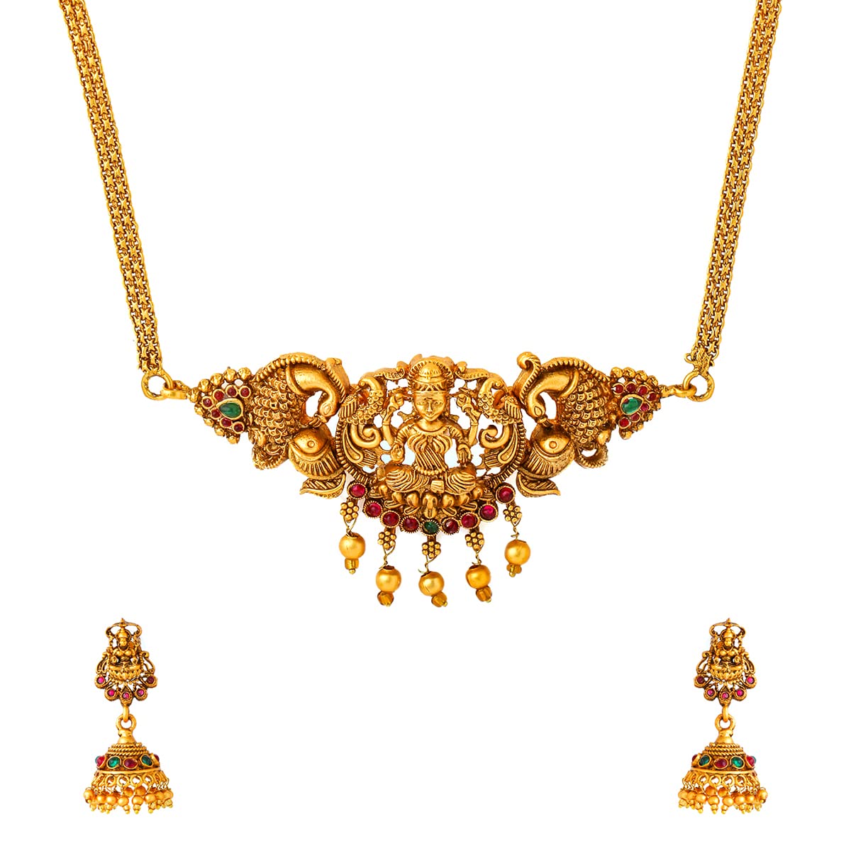 Yellow Chimes Temple Jewellery Set | Gold Plated Traditional Choker Necklace | Birthday / Anniversary Gift for Wife, girls and women