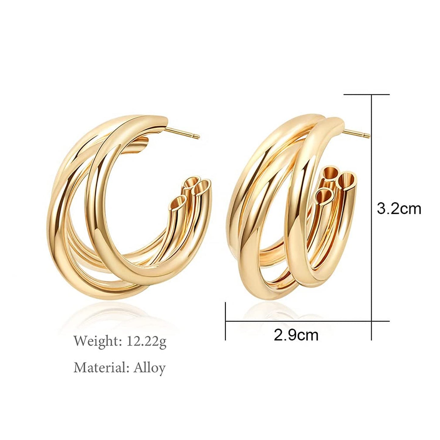 Yellow Chimes Hoop Earrings for Women Fashion Golden Hoops Earrings | Gold Plated Twisted Layered Hoop Bali Earrings for Girls | Birthday Gift for Girls & Women Anniversary Gift for Wife