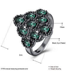 Yellow Chimes Rings for Women Green Crystal Ring Black Gun Plated Ring for Women and Girls