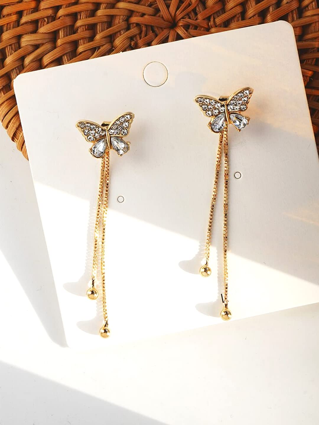 Yellow Chimes Earrings for Women and Girls Butterfly Designed Dangler | Gold Tone Long Dangler Earrings | Birthday Gift for girls and women Anniversary Gift for Wife