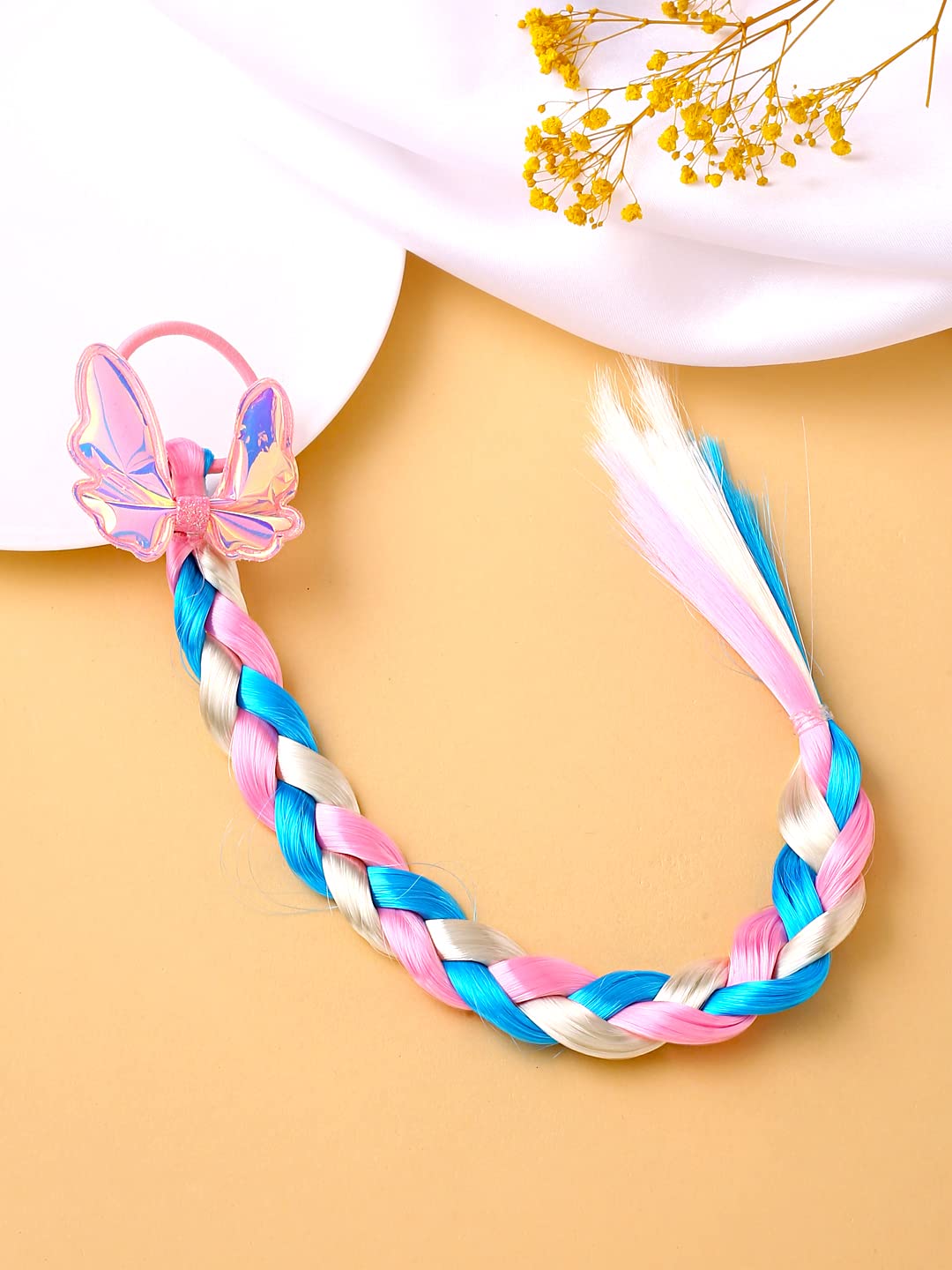 Melbees by Yellow Chimes Hair Extensions for Girls Kids Hair Accessories for Girls Baby's Hair Ties for Hair Coloring Highlights Effects Cute Artificial Hair Extensions Hair Hangings for Hair Decoration