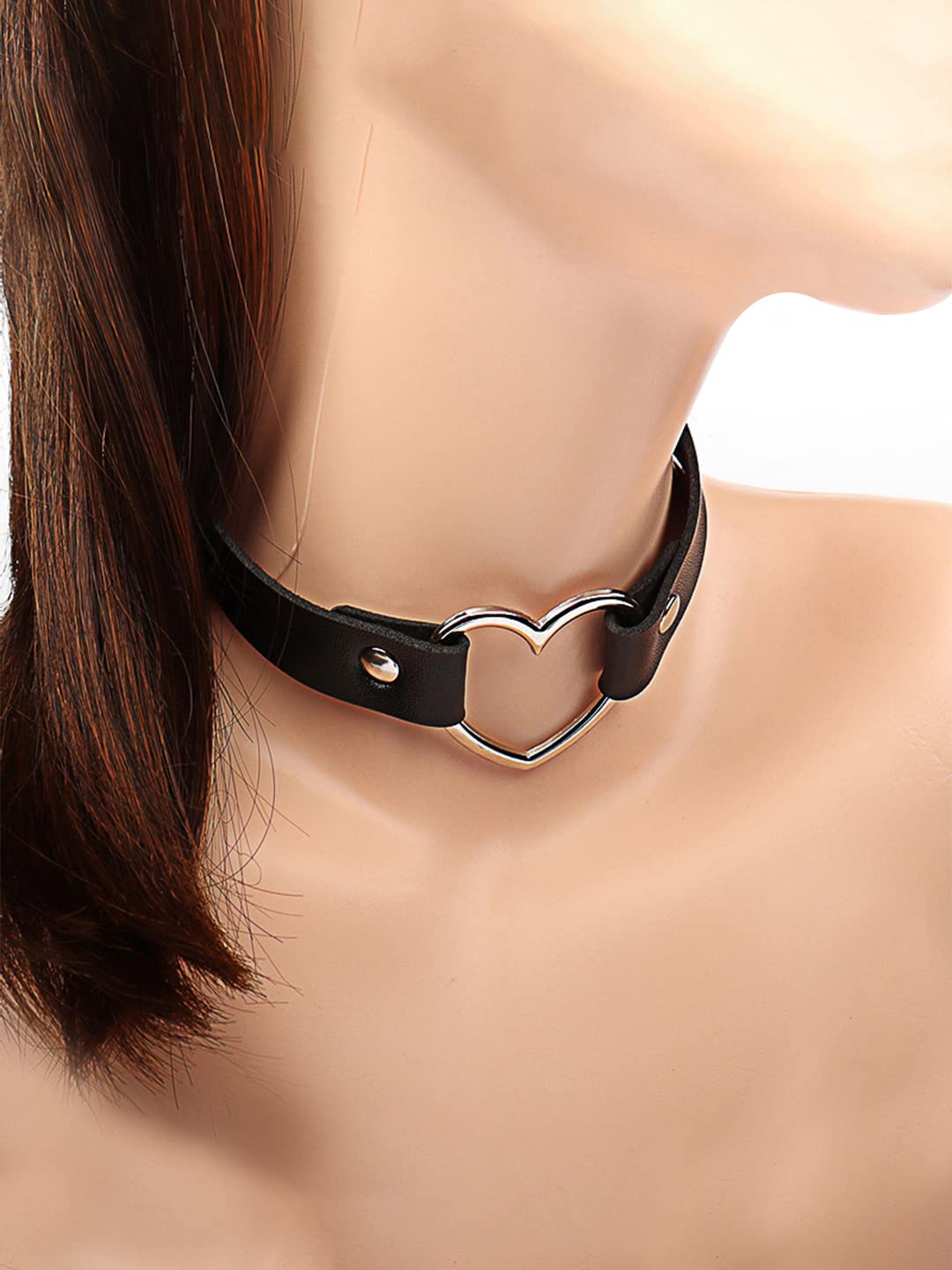 Yellow Chimes Choker Necklace for Women Black Color Adjustable PU Leather Choker Necklace for Women and Girls