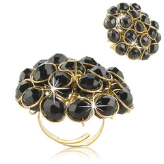 Yellow Chimes Stylish Crystal Beads Combo of 3 Gold Plated Cocktail Rings Set for Women & Girls