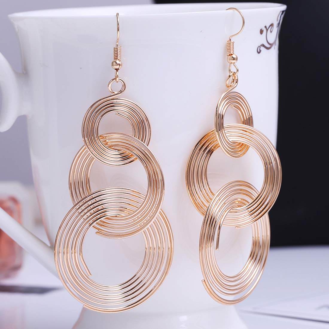 Yellow Chimes Celebrity Choice Gold Plated Dropping Circle Dangle Earringfor Women and Girls