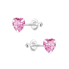Raajsi by Yellow Chimes 925 Sterling Silver Stud Earring for Girls & Kids Melbees Kids Collection Pink Crystal Stud | Birthday Gift for Girls Kids | With Certificate of Authenticity & 6 Month Warranty