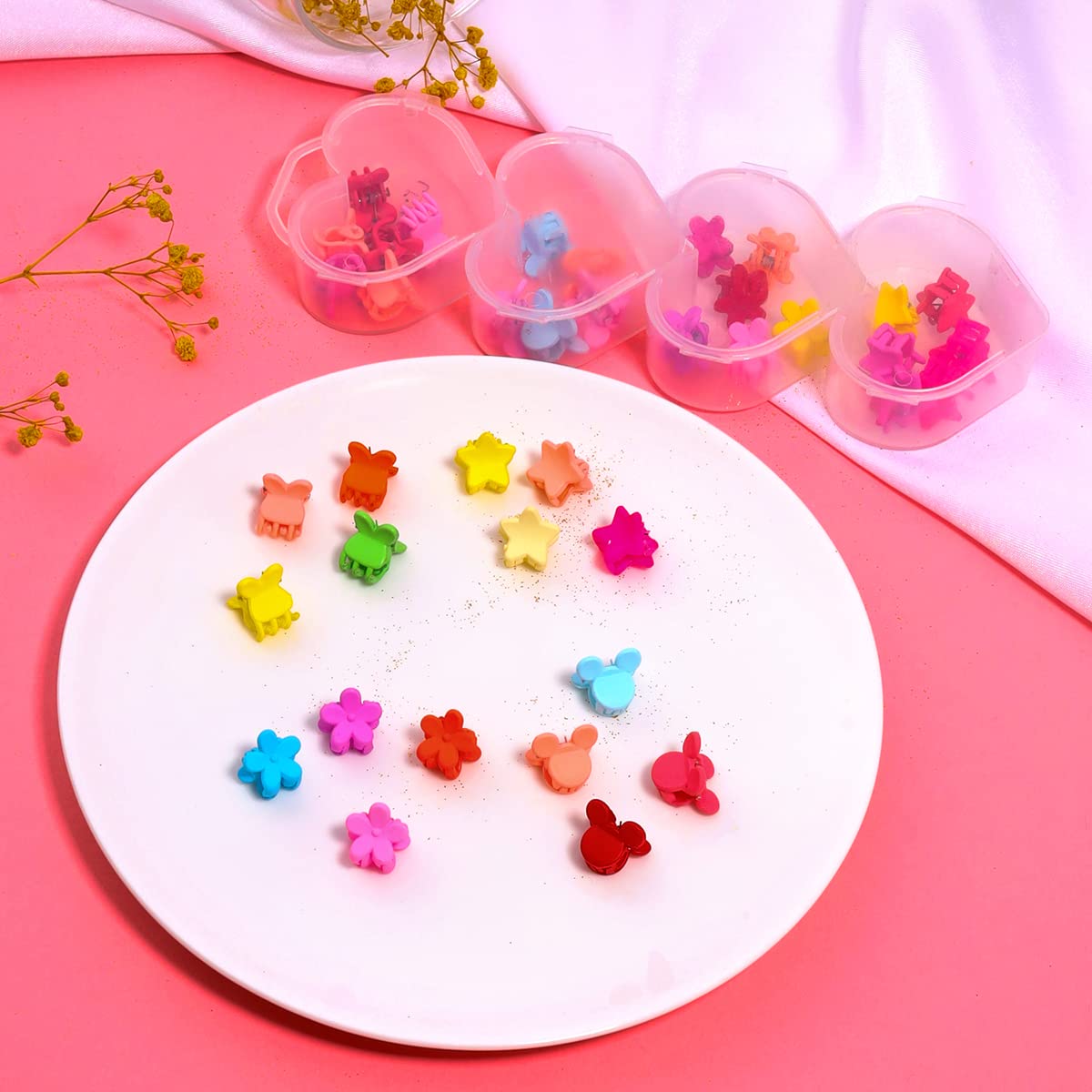 Melbees by Yellow Chimes Hair Clips for Girls Kids Hair Accessories for Girls Hair Claw Clips for Girls Kids Multicolor Small Claw Clip 40 Pcs Mini Hair Claw Clips for Girls Baby's Clutchers for Hair