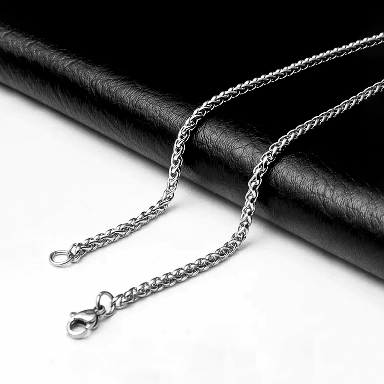 Yellow Chimes Chain for Men and Boys Silver Figaro Neck Chain for Men | 2 Pcs Combo of Stainless Steel Chains for Men | Birthday Gift for Men and Boys Anniversary Gift for Husband