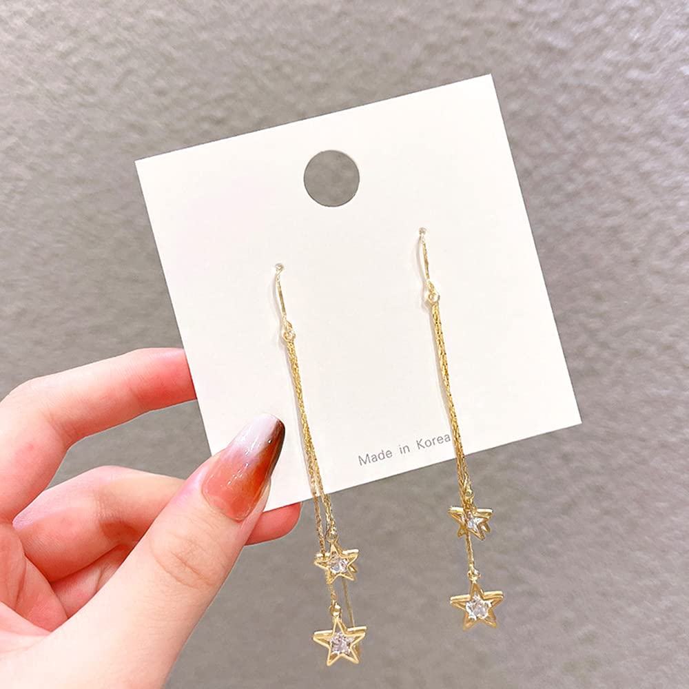 Yellow Chimes Earrings For Women Gold Tone Elegant Crystal Star Shape Dangle Earrings For Women and Girls