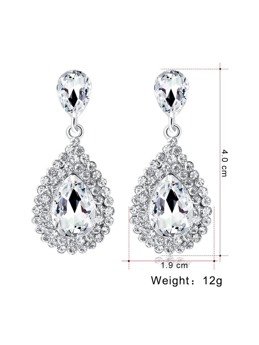 Yellow Chimes Crystal Earrings for Women Silver-Plated White Crystal Tear Drop Earrings For Women and Girls