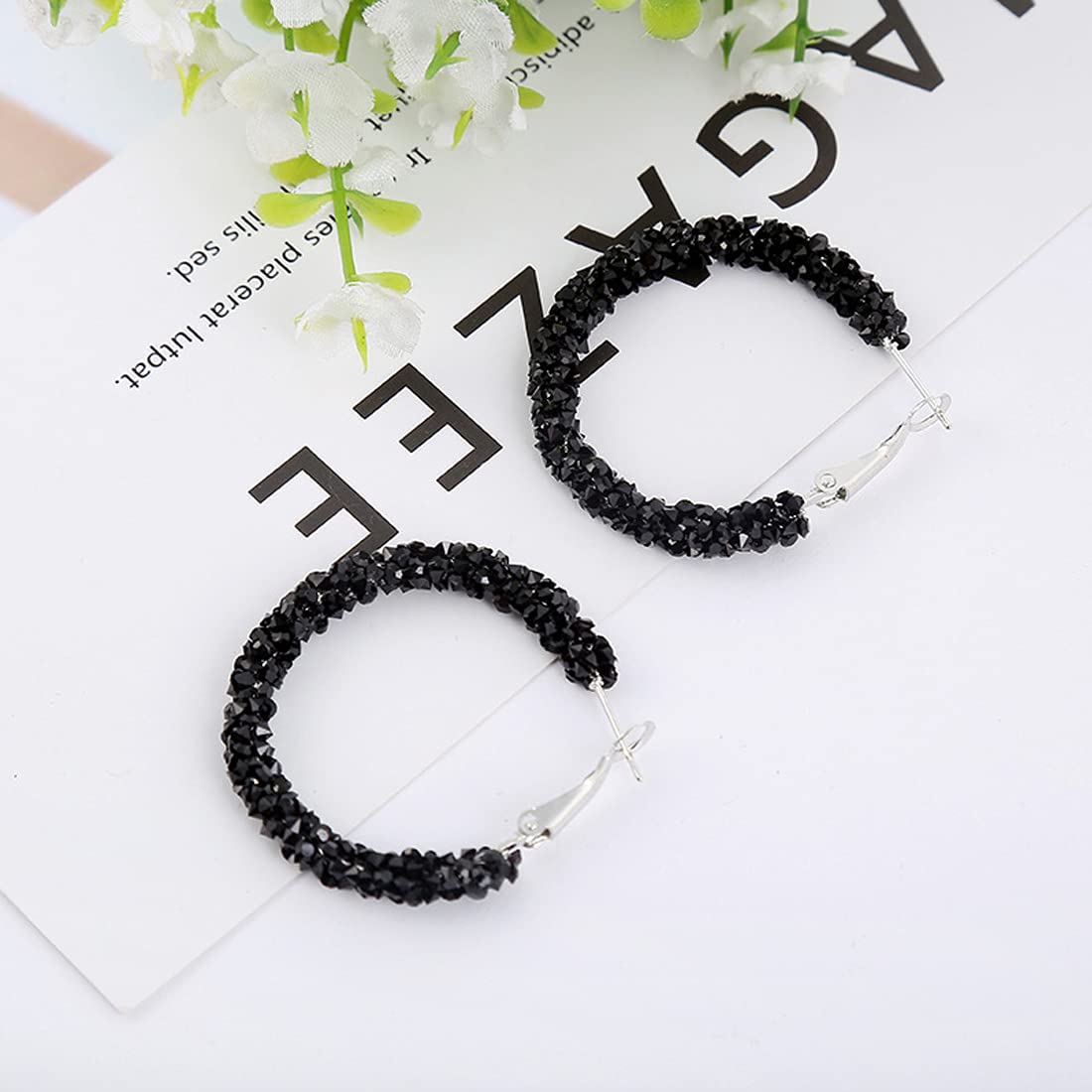 Yellow Chimes Earrings for Women and Girls Fashion Black Silver Hoop Earrings | 2 Pairs Silver Gold Toned Stardust Hoops Earring Set | Birthday Gift for Girls & Women Anniversary Gift for Wife