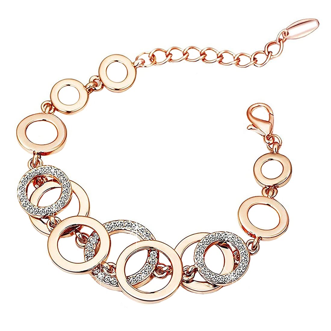 Yellow Chimes Women's Fashion Rose Gold Crystal Studded Coin Shaped Bracelet