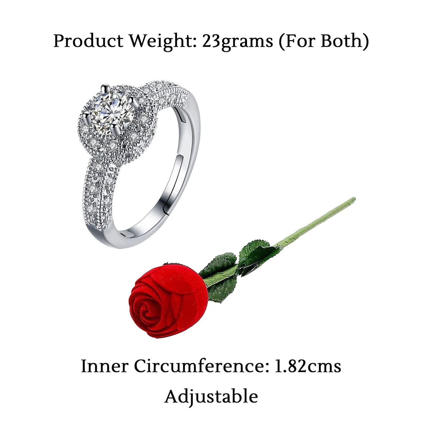 Yellow Chimes Rings for Women Valentines Gift Combo of Crystals from Swarovski Silver Designer Ring in Red Velvet Rose Ring Box for Women and Girls(Size US 8)