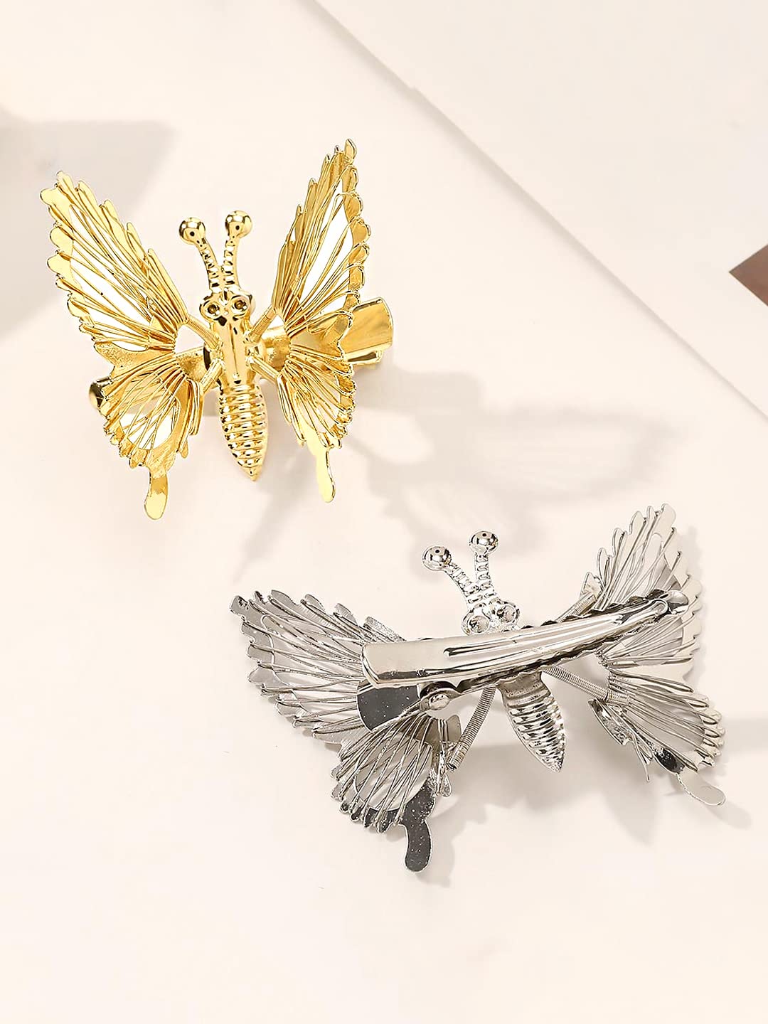 Yellow Chimes Hair Clips for Girls Women Hair Accessories for Girls 2 Pcs Hairclips Charming Butterfly Clips for Women Silver/Gold Hair Clips Alligator Clips for Hair Accessories for Women and Girls Gift for Women & Girls