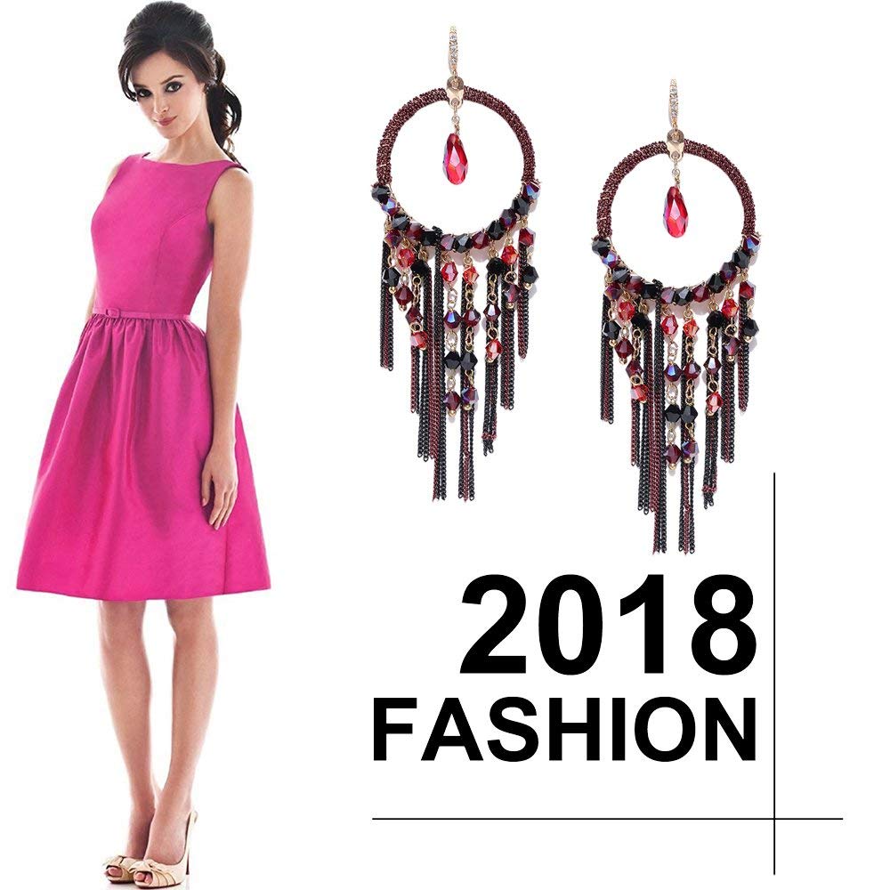 Yellow Chimes Exclusive Luxurious Edition Sparkling Colors Of Onyx Pearl Designer Tassel Earrings For Women