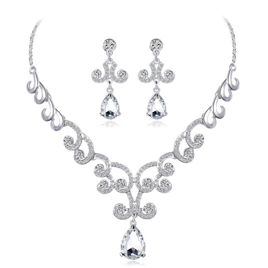 Yellow Chimes Exclusive Sparkling Crystals Jewellery Set with Earrings Necklace Set for Women and Girls