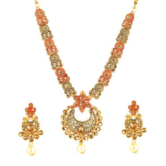 Yellow Chimes Exquisite Kundan Studded Meenakari Work Gold Plated Jewellery Necklace Set for Women and Girls
