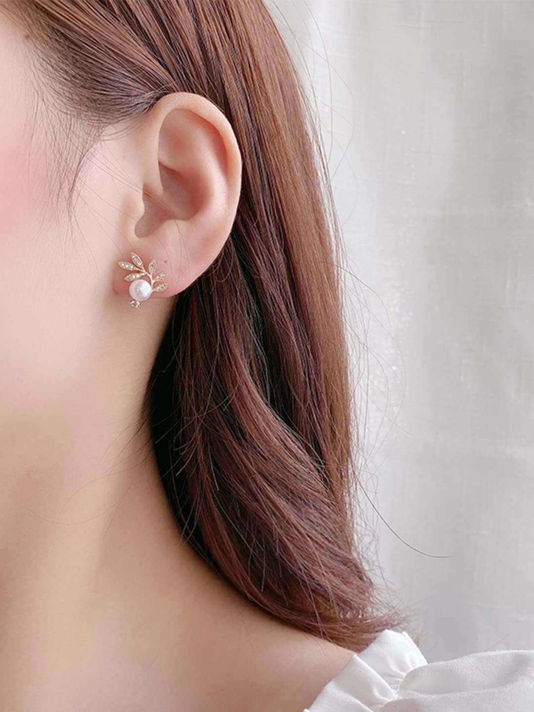 Yellow Chimes Earrings For Women Gold Tone Leaflet Designed Pearl Studded Stud Earrings For Women and Girls