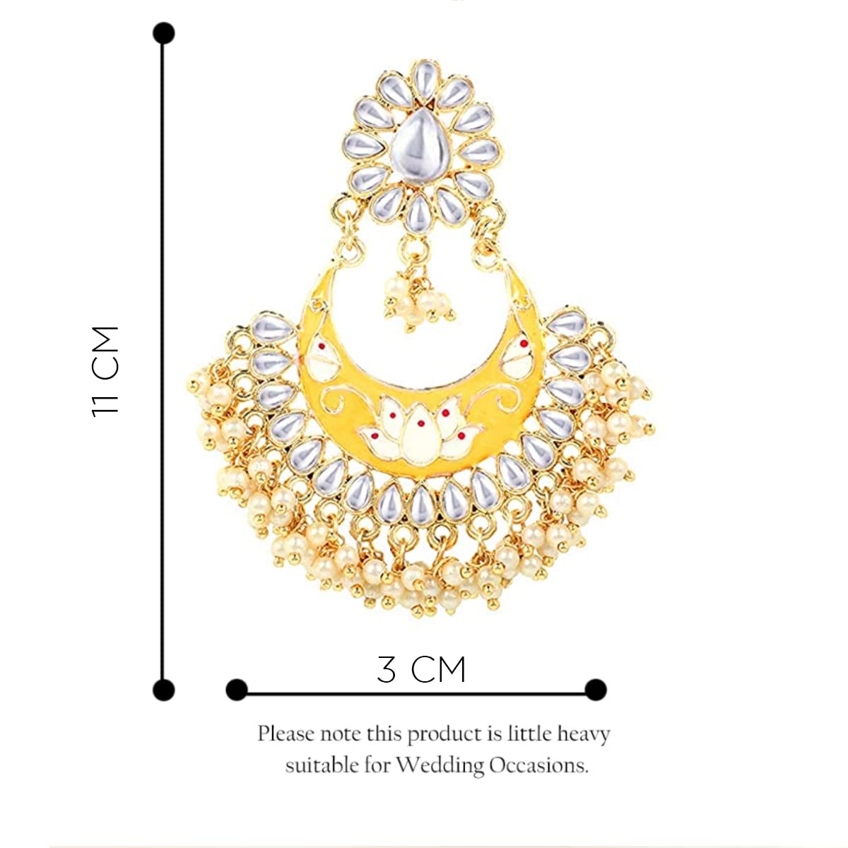 Yellow Chimes Meenakari Chandbali Earrings for Women Gold Plated Traditional Meenakari Flower Yellow Chand bali Earrings for Women and Girls.