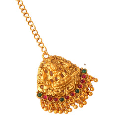 Yellow Chimes Jewellery Set for Women Gold Plated Temple Jewellery Set Antique Necklace Set with Earrings and Maangtikka for Women and Girls