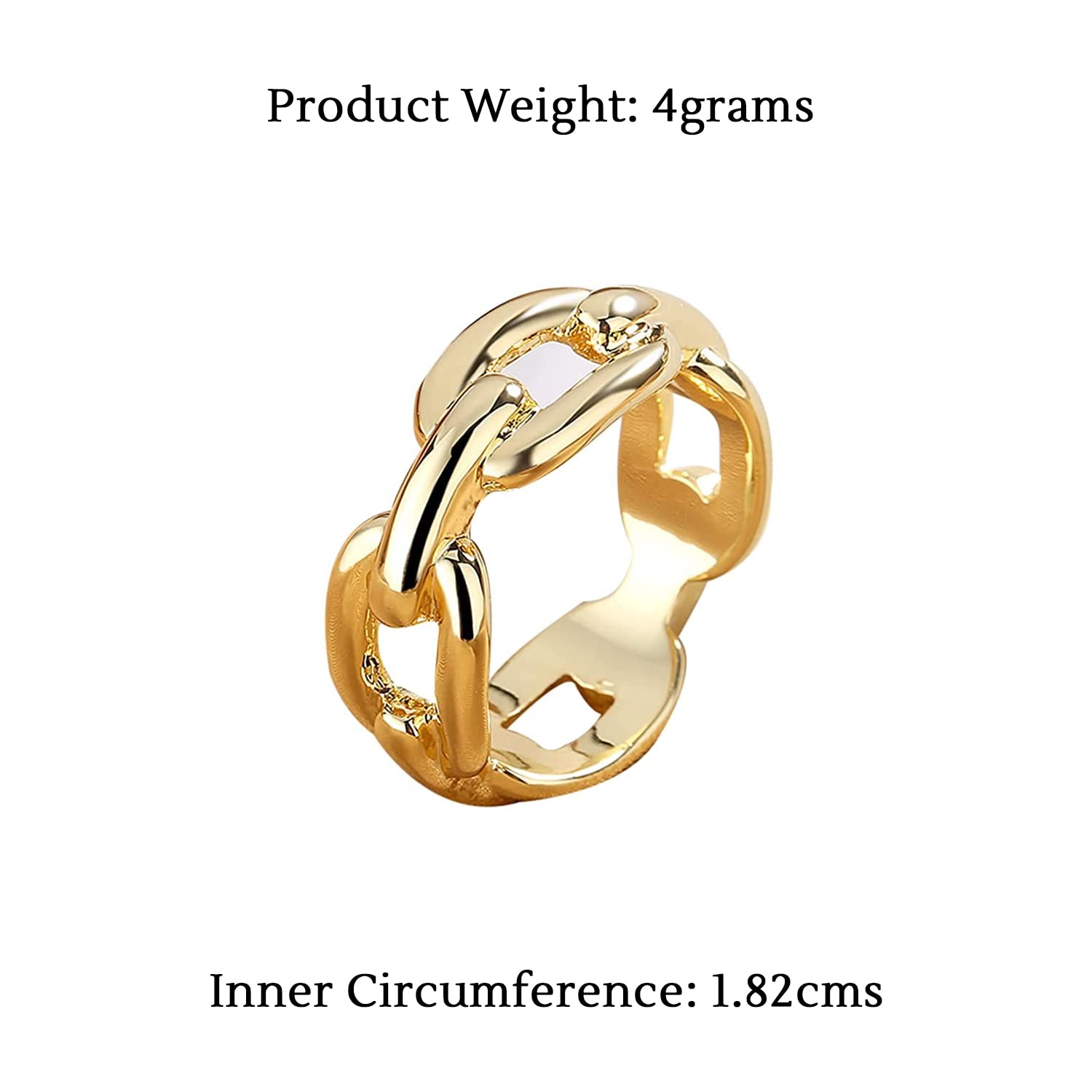 Yellow Chimes Rings for Women & Girls Ring for Girls | Gold Tone Chain Designed Finger Ring for Women | Birthday Gift For girls & women Anniversary Gift for Wife