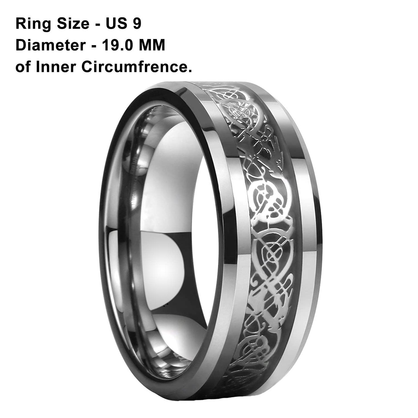 Yellow Chimes Silver Rings For Men | Pack of 1 Stainless Steel Men Ring | Dragon Celtic Design Silver Finger Ring for Boys | Ideal Gift For Men and Boys