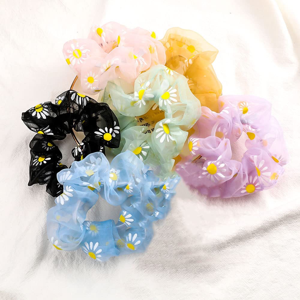 Yellow Chimes Scrunchies for Women Hair Accessories for Women 6 Pcs Net Fabric Scrunchies Set Rubber Bands Multicolor Scrunchie Ponytail Holders Hair Ties for Women and Girls Gifts for Women and Girls