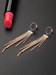 Yellow Chimes Danglers Earrings for Women Western Rose Gold Plated Stainless Steel Long Chain Dangler Earrings For Women and Girls