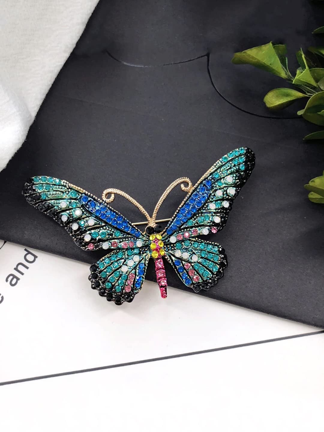 Yellow Chimes Brooch for Women Blue Butterfly Shaped Brooch Fashionable Brooch for Girls and Women.