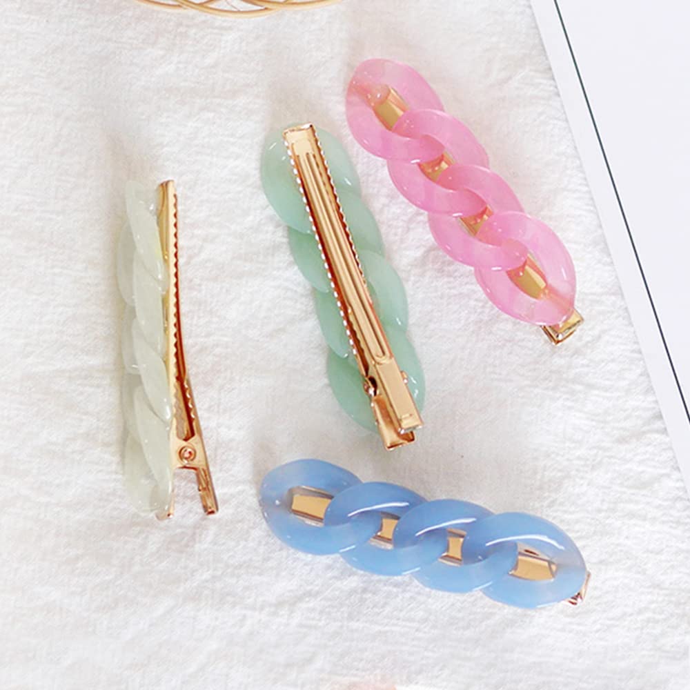 Yellow Chimes Hair Clips for Women Girls Hair Accessories for Women Multicolor Hair Clip 4 Pcs Hair Clips for Girls Hairclips Chain Alligator Clips for Hair Pins for Women and Girls Gift For Women & Girls