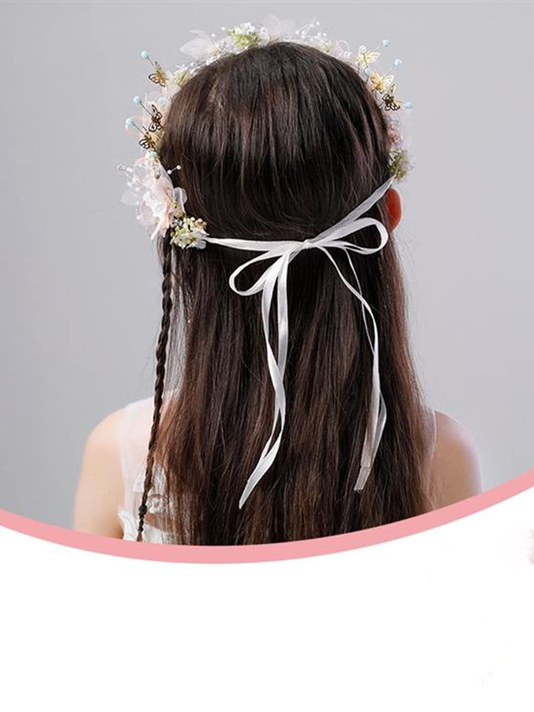 Yellow Chimes Tiara for Women and Girls Floral Hair Vine for Women White Bridal Hair Vine Tiara Headband Hair Accessories Wedding Jewellery for Girls and Women Bridal Hair Accessories for Wedding.