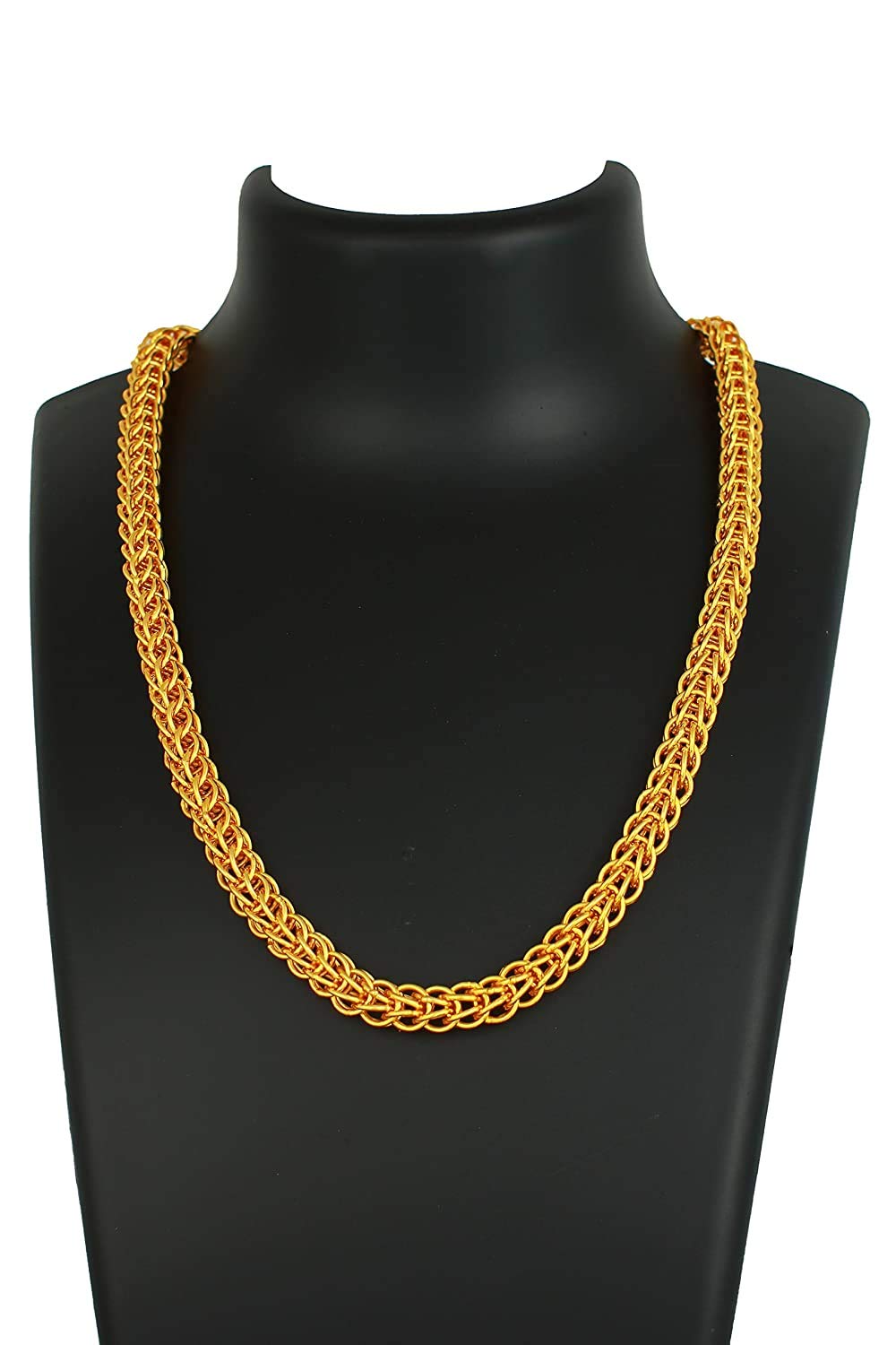 Yellow Chimes Gold Plated Latest Fashion Broad Long Interlinked Neck Chains for Men and Boys