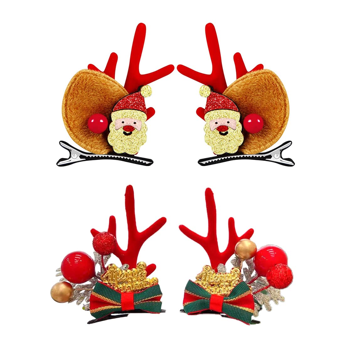 Melbees by Yellow Chimes Hair Clips for Women Girls Hair Accessories for Women Winter Christmas Collection Hair Clip 4 Pcs Hair Clips for Girls Hairclips Cute Christmas Characters Alligator Clips for Hair Pins for Women & Girls