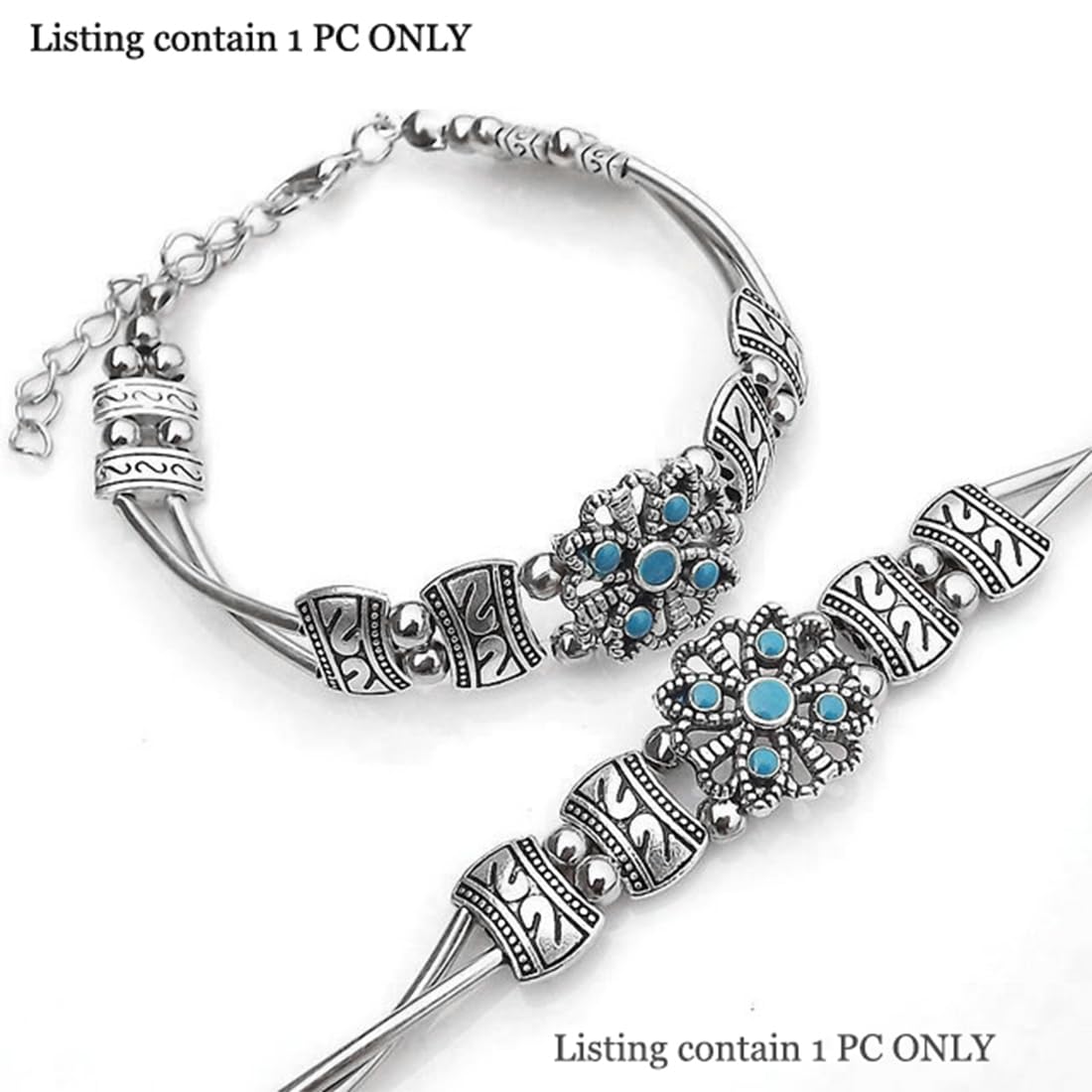 Kairangi Oxidised Bracelet for Women Afghani Craft Work Ethnic Silver Oxidised Charm Bracelet for Women and Girls